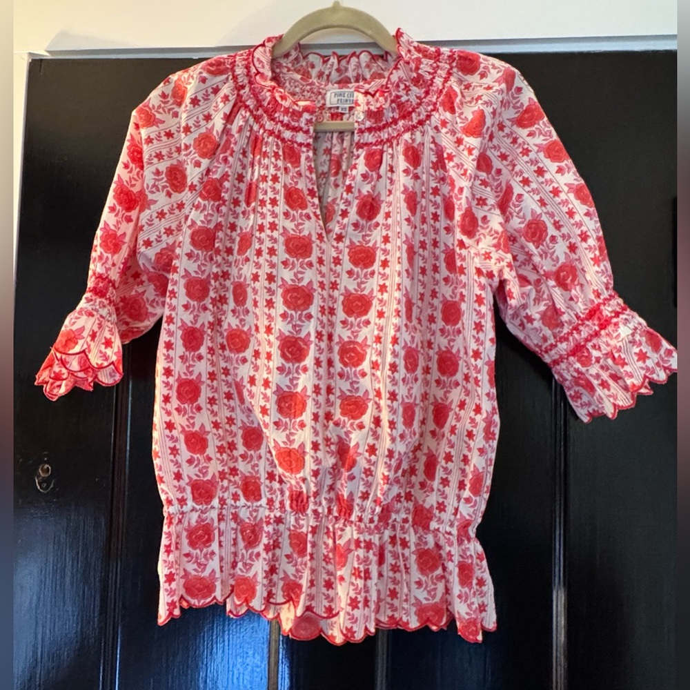 Pink City Prints Floral Red and Pink Patterned Fabric